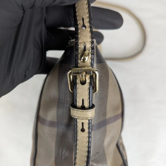 BURBERRY Smoked Check PVC Coated Canvas Saddle Stitch Crossbody Bag - Picture 13 of 16